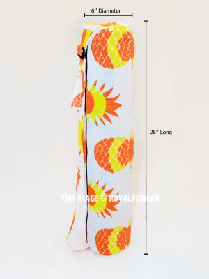 Yellow Multi Pineapple Print Yoga Mat Bag Cotton Yoga Mat Cover
