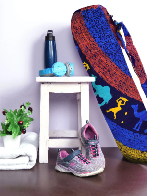 Colorful Blue Multi Printed Yoga Mat Bag Carry Bag Yoga Mat Cover