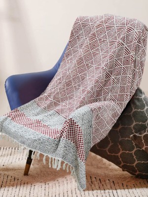 Tribal Designer Print Cotton Sofa Throw Natural Jaipuri Handloom Mudcloth Blanket