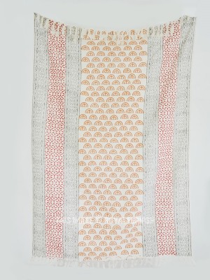 Boho Hand Block Print Breathable Tasselled Throw Natural Cotton Mudcloth Blanket