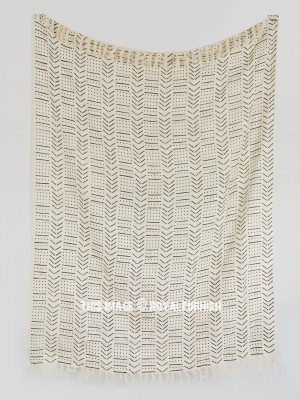 Pure Cotton Woven Mud Cloth Blanket African Cultural Style Throw Unique Handmade Gift for Her 