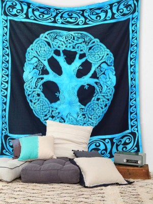 Spiritual Celtic Knot Designer Tie Dye Spirit Tree of Life Tapestry Mystical Wall Hanging