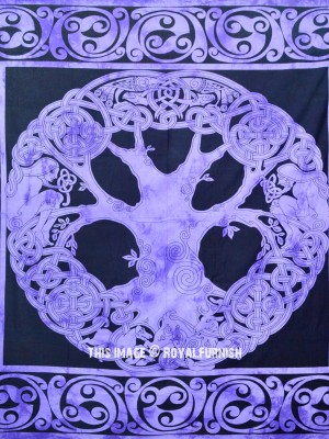 Spiritual Celtic Knot Designer Tie Dye Spirit Tree of Life Tapestry Mystical Wall Hanging