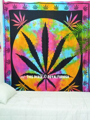 Hippie Rasta Marijuana Leaf Wall Hanging Cannabis Weed Tapestry Bedding
