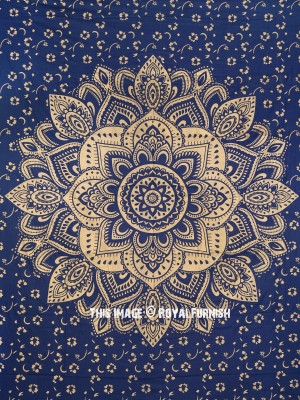 Bohemian Lotus Ombre Mandala Tapestry Cotton Indian Wall Hanging Tapestry