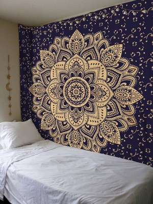 Bohemian Lotus Ombre Mandala Tapestry Cotton Indian Wall Hanging Tapestry