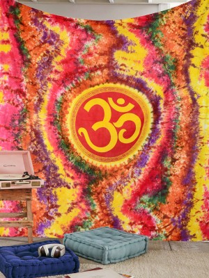 Multi Colorful Hindu OM Symbol Tapestry Spiritual Wall Hanging Yoga Inspiration Decoration