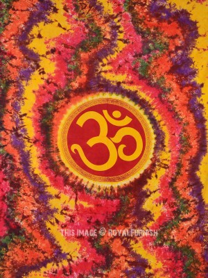 Multi Colorful Hindu OM Symbol Tapestry Spiritual Wall Hanging Yoga Inspiration Decoration