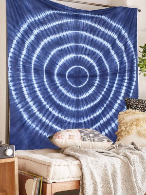 Indigo Blue Shibori Art Tie Dye Tapestry Hippie Wall Hanging Bedspread