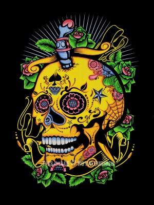 Black Multi Psychedelic 3D Gothic Skull Tapestry Trippy Colorful Pop Art Wall Hanging Wall Tapestry