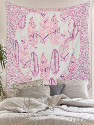 White Multi Summer Feathers Mandala Bohemian Tapestry Wall Hanging