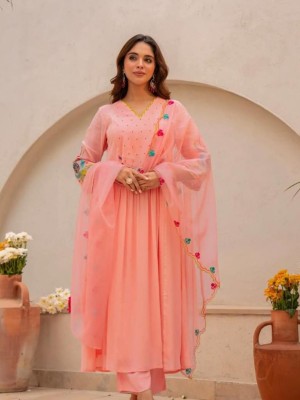 Beautiful Embroidery Work On Kurti And Sleeves Cotton Kurti Pant Dupatta Set For Women (Set Of 3)