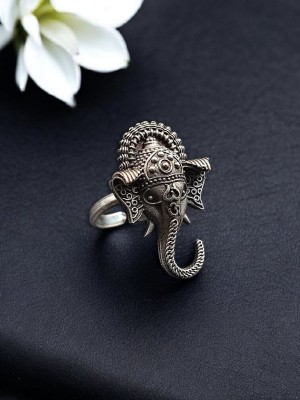 Unique Lord Ganesha Oxidized Silver Finger Ring Spiritual Jewellery
