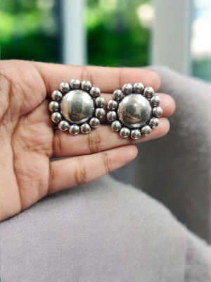 Unique Silver Plated Round Stud Earring Affordable Special Tops Earrings Boho Jewelry