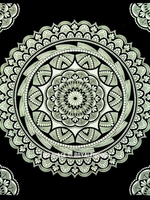 Black & White Bohochic Medallion Mandala Tapestry Wall Hanging