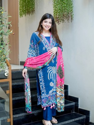 Festive Season Full Hand Work Muslin Kurti Pant With Dupatta Salwar Kameez (Set Of 3)