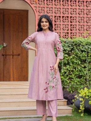Pink Color Readymade Embroidered Co Ord Set Kurti Pant Set Indian Pintex Pattern Salwar Kameez Set