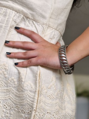 Elegant Silver Oxidised Adjustable Bracelet Kada Vintage Designer Traditional Bangle