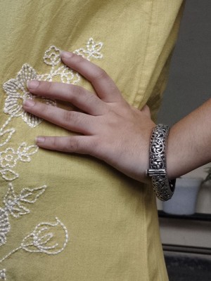 Attractive Silver Oxidised Openable Bracelet Bohemian Designer Kada Bangle