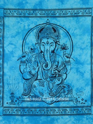 Lord Ganesha Cotton Indian Hindu God Tapestry Spiritual Wall Hanging