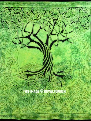 Celestial Tree of Life Cotton Tapestry Wall Hanging