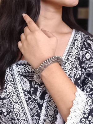 Boho Rajasthani Silver Oxidised Openable Bangle Tribal Designer Kada Bracelet