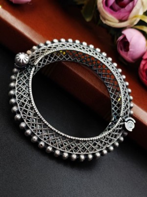 Boho Rajasthani Silver Oxidised Openable Bangle Tribal Designer Kada Bracelet