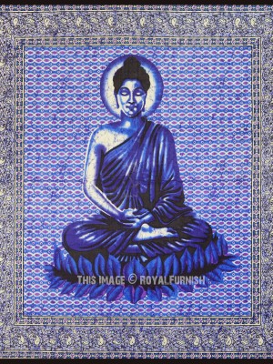 Buddha Meditating on Lotus Cotton Wall Hanging Yoga Tapestry