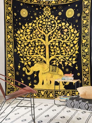 Large Elephant Tree Tapestry Cotton Fabric Wall Hanging Hippie Bedspread