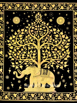 Large Elephant Tree Tapestry Cotton Fabric Wall Hanging Hippie Bedspread