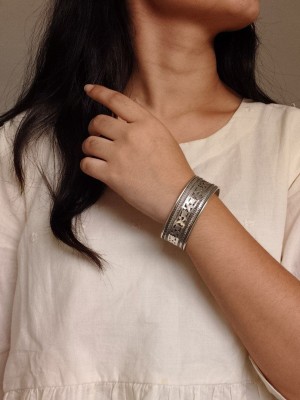 Bohemian Silver Oxidised Bracelet Handcuff Bangle Fashion Jewellery for Girls