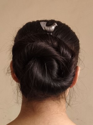 Beautiful Bird Designer Silver Oxidized Hair Bun Pin Stylish Hair Juda Pin for Women