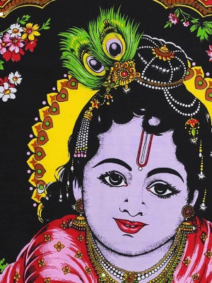 Laddu Gopal Kanha Fabric Poster Tapestry Baby Lord Krishna Wall Hanging