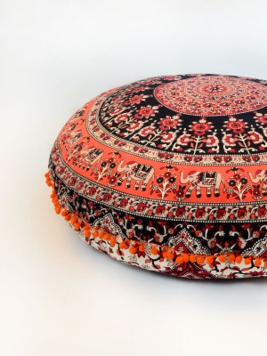 Bohemian Elephant Floral Mandala Floor Pillow Cushion Cover Dog Cat Pet Bedding