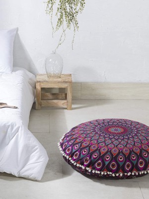 Pink & Purple Multi Colorful Mandala Floor Pillow Cushion Cover, Dog Cat Pet Bedding