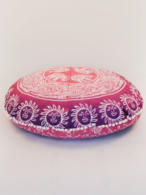 Pink Purple Elephant & Sun Designer Mandala Floor Pillow Boho Round Floor Cushion Cover