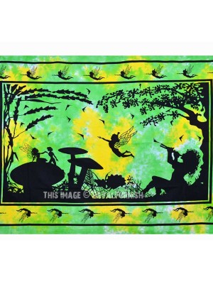 Alice Angel in Wonderland Tapestry Hippie Multi Tie Dyed Fairy Tale Wall Hanging