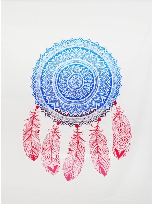 White Mandala Dream Catcher Wall Tapestry Wall Hanging Twin Size Bedspread