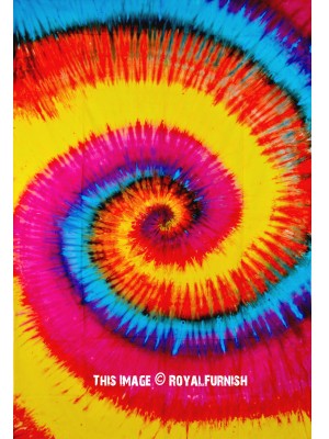 Hippie Colorful Spiral Rainbow Colors Tie Dye Wall Tapestry Twin Bedding