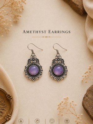 Amethyst Earrings Silver Plated Handmade Earrings Amethyst Gemstone Earring Jewelry Gift For Her Mother