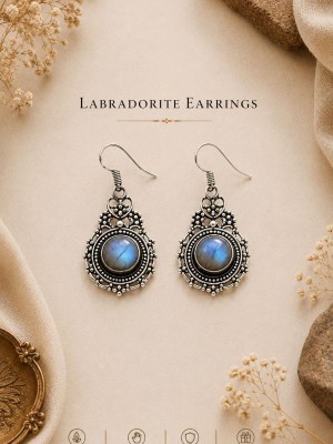 Labradorite Drop Earrings Silver Plated Natural Gemstone Boho Dangle Handmade Earrings Gift for her