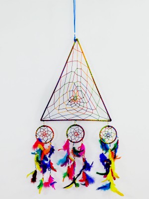 Boho Colorful Triangle Shaped Dream Catcher - 12" Inch