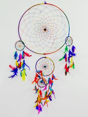 Colorful Large Handmade Dream Catcher with Feathers - 18" Inch