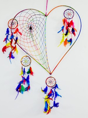Large Size Valentine Love Theme Heart Shaped Dream Catcher - 20" Inch