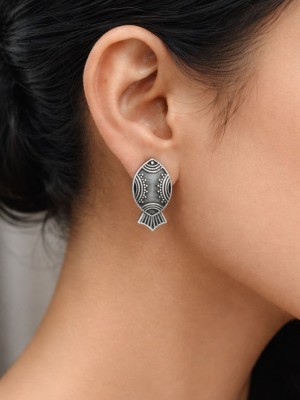 Antique Silver Oxidized Fish Designer Stud Earring Affordable Tops Earrings Boho Jewelry