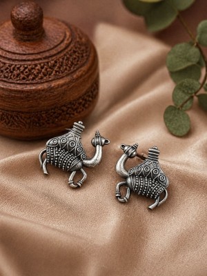 Rajsthani Camel Designer Stud Silver Oxidized Earring Affordable Jewellery Tops Earrings