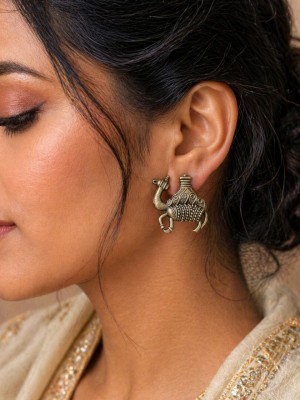 Rajsthani Camel Designer Stud Silver Oxidized Earring Affordable Jewellery Tops Earrings