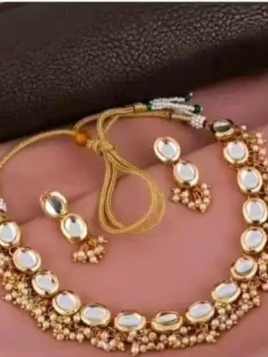 Traditional New Kundan Choker Necklace Earring Jewellery Set For Women & Girls