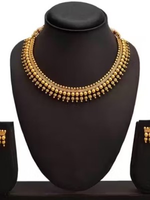 Traditional Choker Jewellery Set Elegant Indian Wedding Golden South Indian Necklace Earrings Set