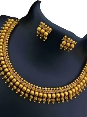 Traditional Choker Jewellery Set Elegant Indian Wedding Golden South Indian Necklace Earrings Set